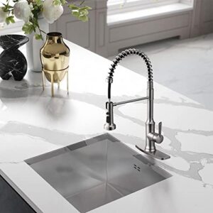 Kitchen Faucet with Pull Down Sprayer Spring Brushed Nickel Commercial Single Handle Gooseneck Stainless Steel Pull Out Kitchen Sink Faucet Wasserrhythm