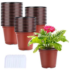 augshy 250-pack 4 inch plant nursery pots seed starting pots containers with 300 labels for indoor outdoor usage