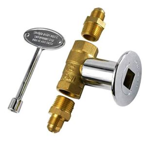 bbq future 1/2-inch straight quarter-turn shut-off valve kit for ng lp gas pits outdoor fireplace with 3-inch key and 2 pcs 3/8 male flare, 1/2 npt fittings