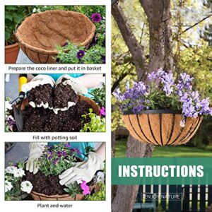 COSYLAND 2PCS 14 inch Coco Liners for Hanging Basket Coconut Fiber Planter Inserts Replacement Liner for Garden Flower Pot