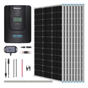 renogy 800 watt 12v monocrystalline solar premium kit off grid system 8pcs 100w solar panel with 60a mppt rover charger controller, bluetooth module for rv, boats, home, farm