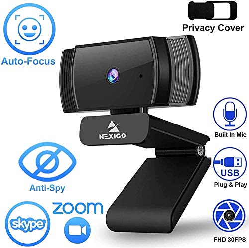 NexiGo N930AF 1080p Webcam with Microphone and Privacy Cover, AutoFocus, Noise Reduction, HD USB Web Camera, for Zoom Meeting YouTube Skype FaceTime, PC Mac Laptop Desktop (Renewed)