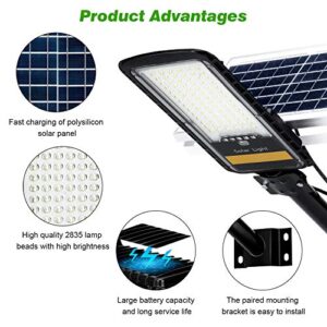 Juyace 80W Solar Street Lights Outdoor 84 LEDs 1600LM 6500K Auto/Manual Dusk to Dawn Solar Lights Outdoor Waterproof IP67, for Yard Garden Street, etc.