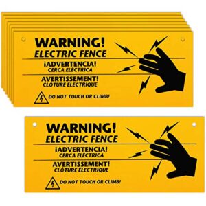 8 pieces electric fence warning signs 10 x 4 inch plastic electric fence safe signs caution warning sign for danger electric fence sign farm home