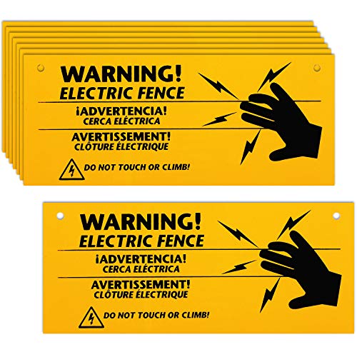 8 Pieces Electric Fence Warning Signs 10 x 4 Inch Plastic Electric Fence Safe Signs Caution Warning Sign for Danger Electric Fence Sign Farm Home