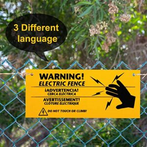 8 Pieces Electric Fence Warning Signs 10 x 4 Inch Plastic Electric Fence Safe Signs Caution Warning Sign for Danger Electric Fence Sign Farm Home