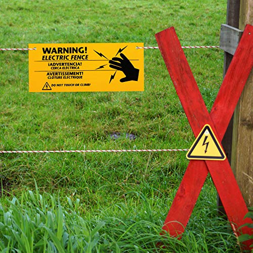 8 Pieces Electric Fence Warning Signs 10 x 4 Inch Plastic Electric Fence Safe Signs Caution Warning Sign for Danger Electric Fence Sign Farm Home