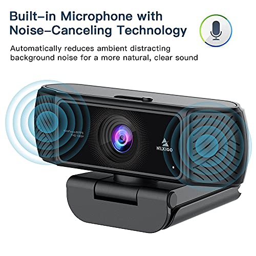 NexiGo 1080P 60FPS Webcam with Software Control and Microphone, AutoFocus, w/Privacy Cover and Tripod, N680P Pro Computer Web Camera for Skype Zoom Teams, Mac PC Laptop Desktop