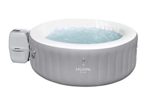 bestway st. lucia saluspa 2 to 3 person inflatable round outdoor hot tub with 110 soothing airjets, filter cartridge, pump, and insulated cover, gray