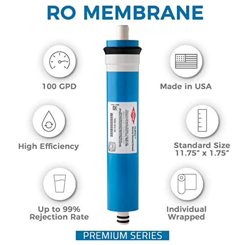 iSpring F5-100US Universal 5-Stage Reverse Osmosis 1-Year Replacement Water Filter Pack Set with 100 GPD RO Membrane Cartridge, 10" X 2.5", Made in USA