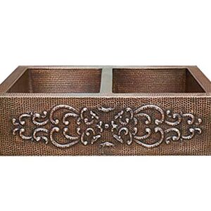 Copper Farmhouse Kitchen Sink 50/50 with Design