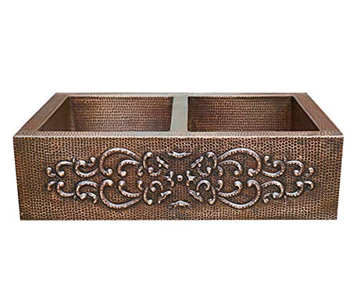 Copper Farmhouse Kitchen Sink 50/50 with Design