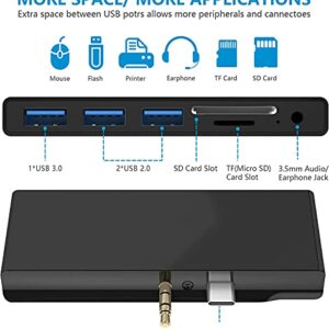 Surface Go/Surface Go2/Surface Go3 Hub, 6-in-2 USB C Surface Go/Go 2/Go3 Docking Station with USB 3.0+2 USB2.0 Ports, 3.5mm Earphones Jack,SD/TF Card Reader(Surface Go Adapter)