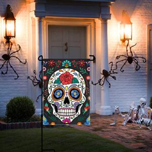 Allenjoy Day of the Dead Garden Flag for Outside Vertical Mexican Fiesta Dia DE Los Muertos Banner House Lawn Banners Yard Porch Sign Patio Outdoor Decorations 12x18" Double Sided Washable Polyester