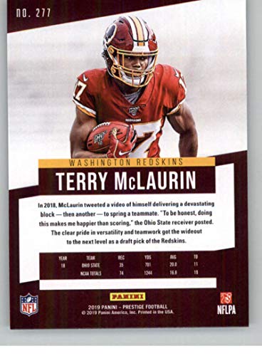 2019 Prestige NFL #277 Terry McLaurin RC Rookie Card Washington Official Panini Football Trading Card