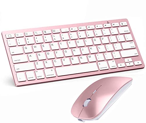 Bluetooth Keyboard and Mouse Combo,Wireless Keyboard and Mouse for iPad pro/iPad Air/iPad/iPad Mini, iPhone (iPadOS 13 / iOS 13 and Above), (Rose Gold)