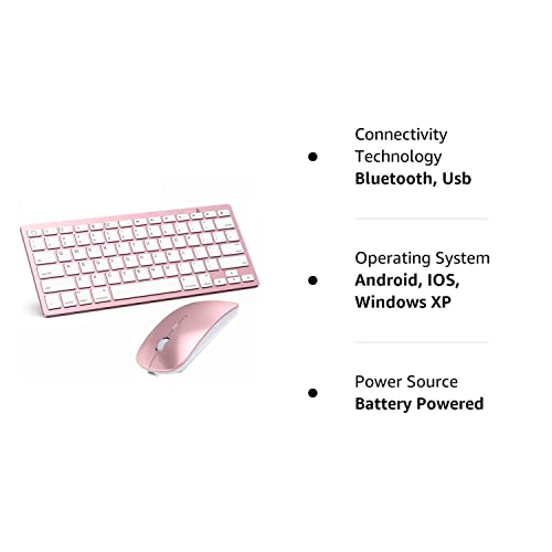 Bluetooth Keyboard and Mouse Combo,Wireless Keyboard and Mouse for iPad pro/iPad Air/iPad/iPad Mini, iPhone (iPadOS 13 / iOS 13 and Above), (Rose Gold)