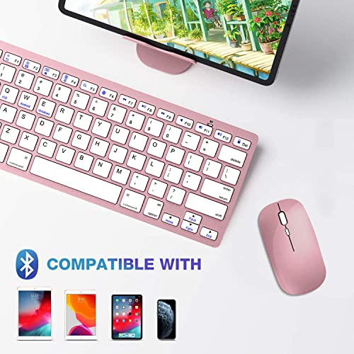 Bluetooth Keyboard and Mouse Combo,Wireless Keyboard and Mouse for iPad pro/iPad Air/iPad/iPad Mini, iPhone (iPadOS 13 / iOS 13 and Above), (Rose Gold)