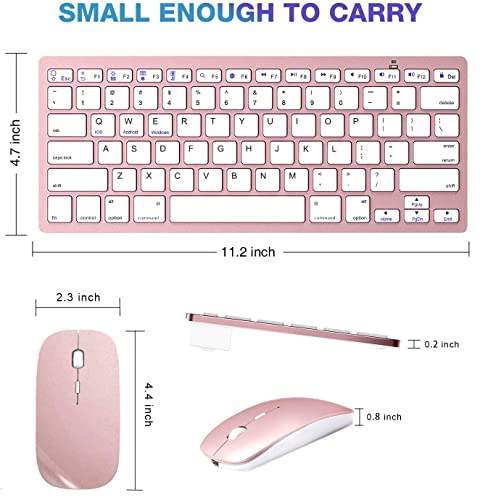 Bluetooth Keyboard and Mouse Combo,Wireless Keyboard and Mouse for iPad pro/iPad Air/iPad/iPad Mini, iPhone (iPadOS 13 / iOS 13 and Above), (Rose Gold)