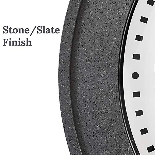 Presentime & Co. 20" Bradford in/Outdoor Farmhouse Clock with Weather Thermometer & Hygrometer, Weather Station, Farmhouse Wall Art and Timepiece for Farmhouse Decoration, Faux Gray Stone Finish