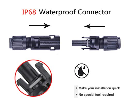 Slocable Solar Panel Connector 1500V 1000V IP68 Waterproof 50A PV Plug Tinned Copper Pins 5 Pairs (10mm2 (8AWG))