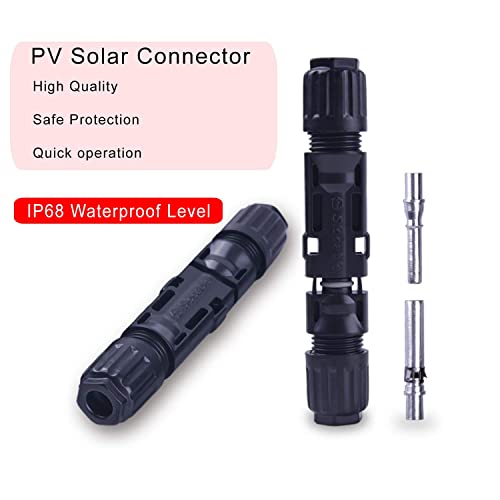 Slocable Solar Panel Connector 1500V 1000V IP68 Waterproof 50A PV Plug Tinned Copper Pins 5 Pairs (10mm2 (8AWG))