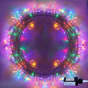 string lights colorful - 120 leds 49ft/15m end-to-end 8 modes plug in indoor/outdoor waterproof decorative fairy twinkle christmas tree rainbow light for xmas/patio/home/wedding/new year - multicolor