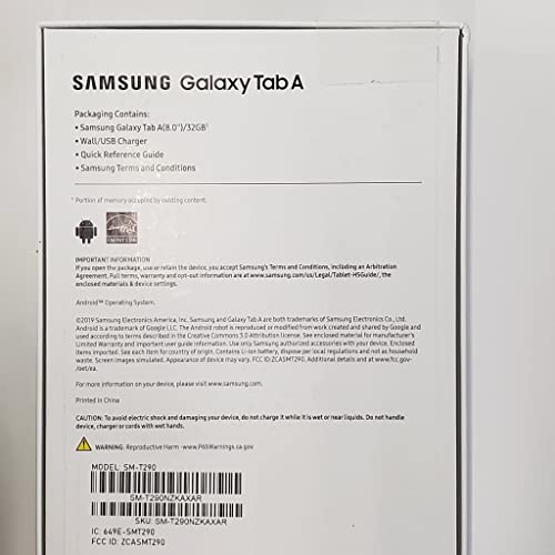 SAMSUNG Galaxy Tab A 8.0" (2019, WiFi Only) 32GB, 5100mAh All Day Battery, Dual Speaker, SM-T290, International Model (32GB + 128GB SD Bundle, Black)
