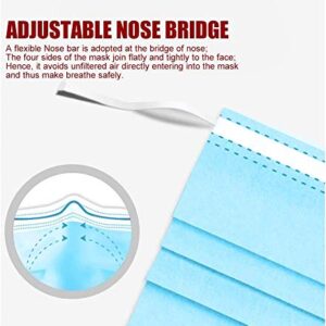 Pack of 50 Soft & Comfortable 3 Layer Disposable Face Mask with Earloops, Comfortable Nose/Mouth Coverings for Home & Office