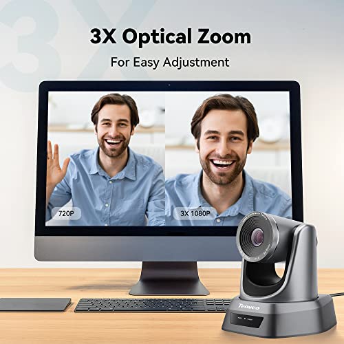 Tenveo Group All-in-One Video Audio Conference Room Camera System 3X Optical Zoom USB PTZ Conferencing Camera Speakerphone Supports Skype Zoom Teams OBS Windows Mac for Business Meeting