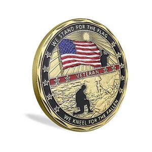 Military Veteran Challenge Coin United States We Stand for The Flag We Kneel for The Fallen
