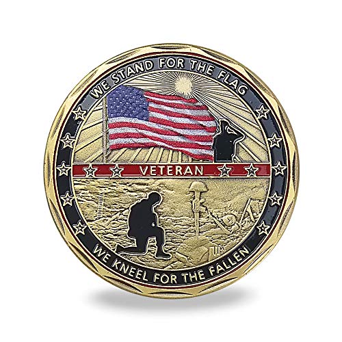 Military Veteran Challenge Coin United States We Stand for The Flag We Kneel for The Fallen