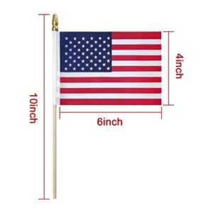 50 Packs Small American Flags on Stick,American Flags for Outside 4x6,Mini American Flags/Small US Flags/USA flag 4th of July Decorations Outdoor,Fourth of July Decorations for Home,Memorial Day Decor