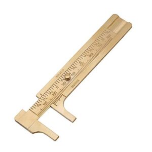 oumefar sliding vernier caliper, brass caliper brass pocket caliper ruler inch meter mm/inch double scales sliding gauge calipers measuring tool(double scales 80mm)