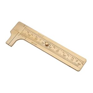 Oumefar Sliding Vernier Caliper, Brass Caliper Brass Pocket Caliper Ruler Inch Meter MM/Inch Double Scales Sliding Gauge Calipers Measuring Tool(Double Scales 80mm)