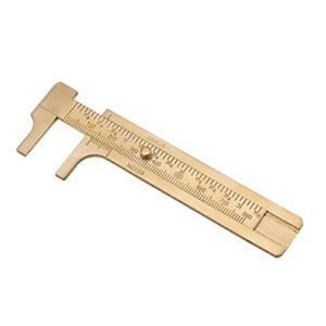 Oumefar Sliding Vernier Caliper, Brass Caliper Brass Pocket Caliper Ruler Inch Meter MM/Inch Double Scales Sliding Gauge Calipers Measuring Tool(Double Scales 80mm)