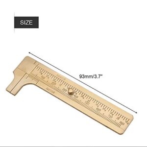 Oumefar Sliding Vernier Caliper, Brass Caliper Brass Pocket Caliper Ruler Inch Meter MM/Inch Double Scales Sliding Gauge Calipers Measuring Tool(Double Scales 80mm)