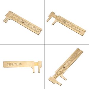 Oumefar Sliding Vernier Caliper, Brass Caliper Brass Pocket Caliper Ruler Inch Meter MM/Inch Double Scales Sliding Gauge Calipers Measuring Tool(Double Scales 80mm)