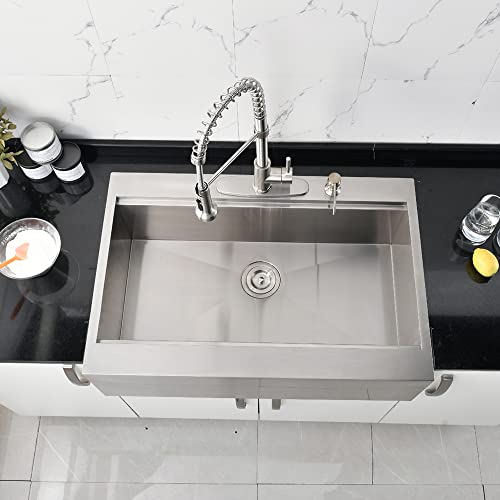 30 Inch Drop In Farmhouse Sink Workstation-Bokaiya 30x22 Inch Stainless Steel Farmhouse Drop In Sink Top Mount Workstation Kitchen Sink 16 Gauge Single Bowl Deep Kitchen Sink