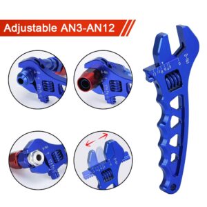 PTNHZ AN Adjustable Wrench Lightweight Aluminum AN3-AN12 Hose Fitting tool spanner (Blue)