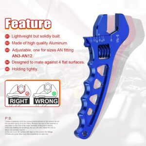 PTNHZ AN Adjustable Wrench Lightweight Aluminum AN3-AN12 Hose Fitting tool spanner (Blue)