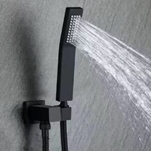 Bathtub Shower System Matte Black Shower Fixtures 10 inch Rain Shower Head and Handle head set with Tub Shower Faucet sets complete