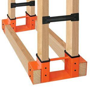 snugniture outdoor firewood log storage rack bracket kit, adjustable log rack holder, fireplace wood storage holder with screws, orange