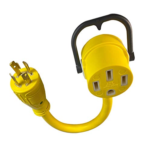 MARVINE CABLE Generator Cord Adapter from 30A (L14-30P) to 50A(14-50R) STW10/4 1.5ft