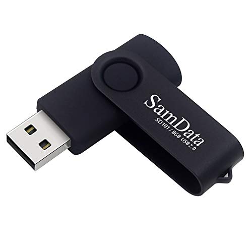 SamData USB Flash Drive 8GB 1 Pack USB 2.0 Thumb Drive Swivel Memory Stick Data Storage Jump Drive Zip Drive Drive with Led Indicator (Black, 8GB-1Pack)