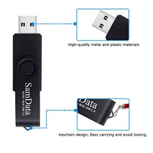 SamData USB Flash Drive 8GB 1 Pack USB 2.0 Thumb Drive Swivel Memory Stick Data Storage Jump Drive Zip Drive Drive with Led Indicator (Black, 8GB-1Pack)