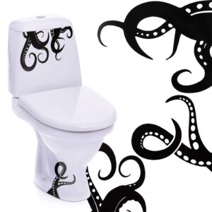 15 pieces kraken octopus toilet tentacles wall decals decor sticker octopus toilet home decal black sea creature wall art sticker tentacles bathroom kraken decal for toilet seat