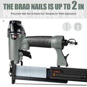 Pneumatic Brad Nailer, NEU MASTER 2 in 1 Nail Gun Staple Gun Fires 18 Gauge 2 Inch Brad Nails and Crown 1-5/8 inch Staples with Carrying Case and Safety Glasses