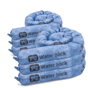 pig home solutions super absorbent sock for water - 6 pack - 3" x 48" - absorbs up to 1.75 gallons per sock - pm50635