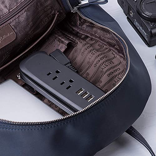 Small Power Strip with USB - NTONPOWER 2 Outlets 3 USB Portable Desktop Charging Station with 15 inches Wrapped Short Extension Cord, Compact Travel Power Strip for for Hotel, Cruise, Home and Office